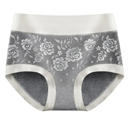 Cotton Panty Underwear Women Breathable Comfortable Briefs High Waist Butt-lifting Everyday Comfort Panties (Large  Gray 03)