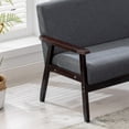 thumbnail image 5 of Bahamas Dark Gray Linen Fabric Loveseat with Espresso Solid Wood Frame, 5 of 6
