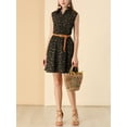 thumbnail image 6 of Allegra K Women's Printed Half Placket Sleeveless Belted Dress, 6 of 7