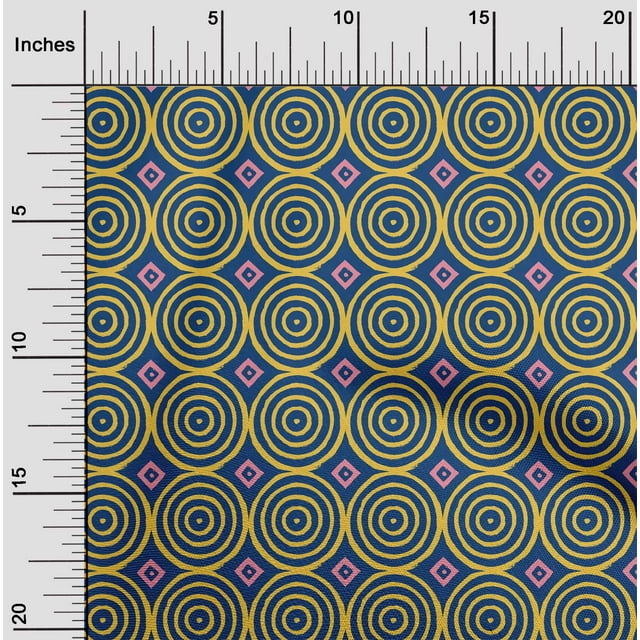 oneOone Georgette Viscose Fabric Diamond & Circle Block Printed Craft Fabric BTY 42 Inch Wide