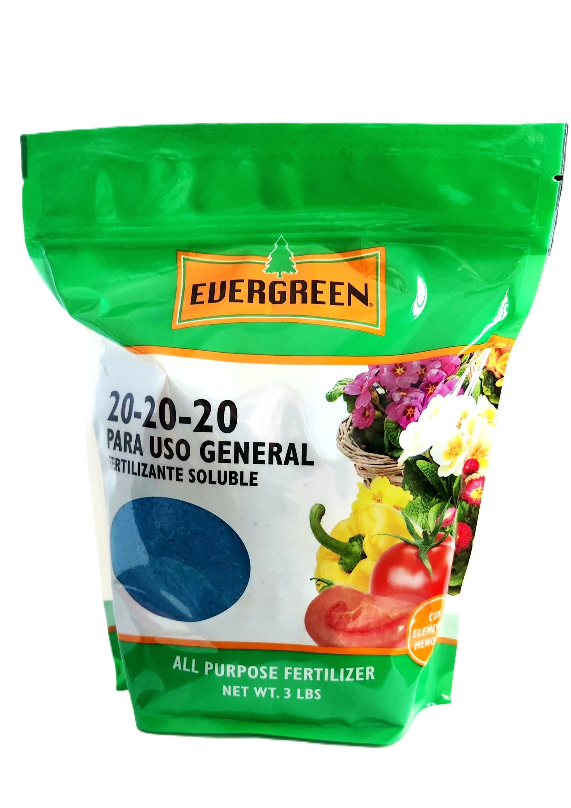 Evergreen All Purpose Blue Water Soluble Fertilizer Plant Food 20-20-20 3 lb