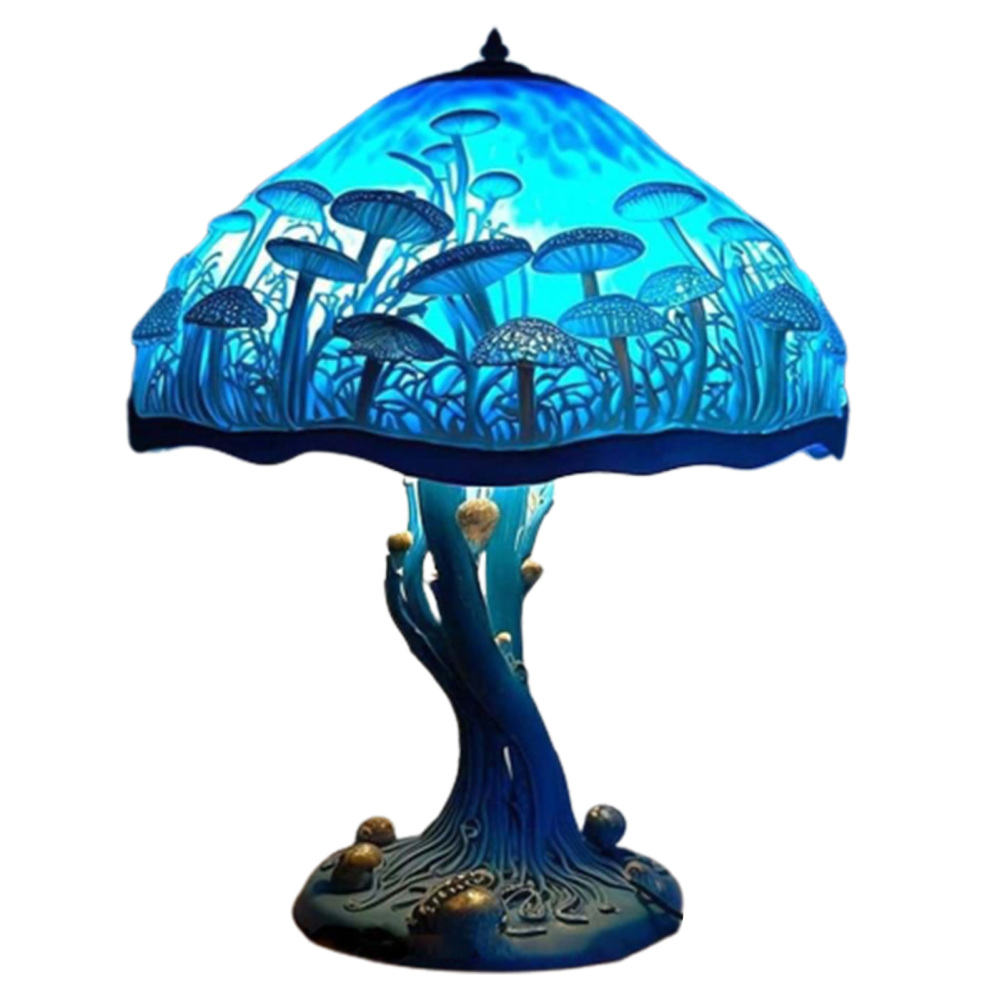Topyecel Stained Plant Series Table Lamp Bohemian Resin Mushroom Table