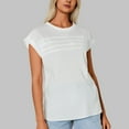 thumbnail image 4 of MIXUE Boho Tops For Women Summer Solid Color Round Neck Short Sleeve Casual T-shirts Activewear,White,L, 4 of 8
