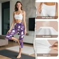 thumbnail image 7 of SCRAWLGOD Halloween Bat Ghost Pumpkin Violet Capri Leggings for Women, Comfy Athletic Yoga Pants Leggings with Pockets, High Waisted Buttery Soft Women's Leggings for Workout, L, 7 of 7