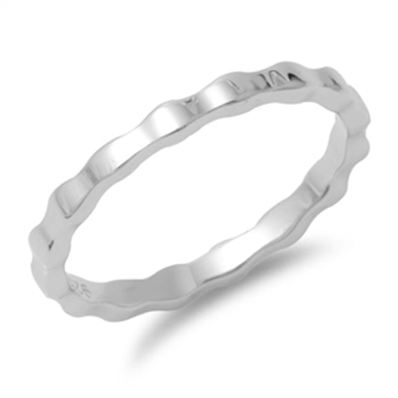 Women's Bumped Wave Eternity Ring .925 Sterling Silver Band Jewelry Female Male Unisex Size 4