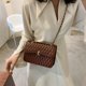 thumbnail image 5 of Bolsa Bolso de hombro con cadena de PU de color puro con patrón de celosía para mujer Retro (marrón) Tmvgtek Para estrenar, 5 of 7