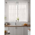 thumbnail image 2 of Farmhouse Beige White Striped Curtains 45 Inch Length, Sheer Curtains for Bedroom Living Room Window Modern Stripes Rod Pocket Voile Drapes Kitchen Curtains Small Half Window 52"x45" 2 Panels, 2 of 6