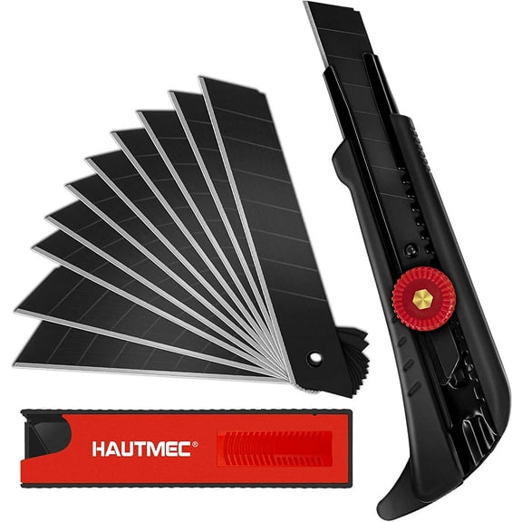 HAUTMEC 18mm Snap-off Utility Knife and 10pcs Blades Set HT0249-KN