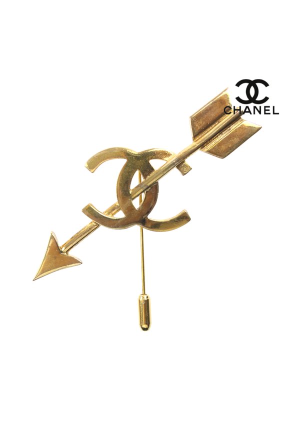 Pre-Owned CHANEL Coco Mark Arrow Brooch 2cc6 Gold eit0026P7502