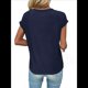 thumbnail image 3 of Blusa de Mujer con Cuello Redondo, Corta, Encaje Calado, para Salir A Trabajar Azul Marino XL, 3 of 7