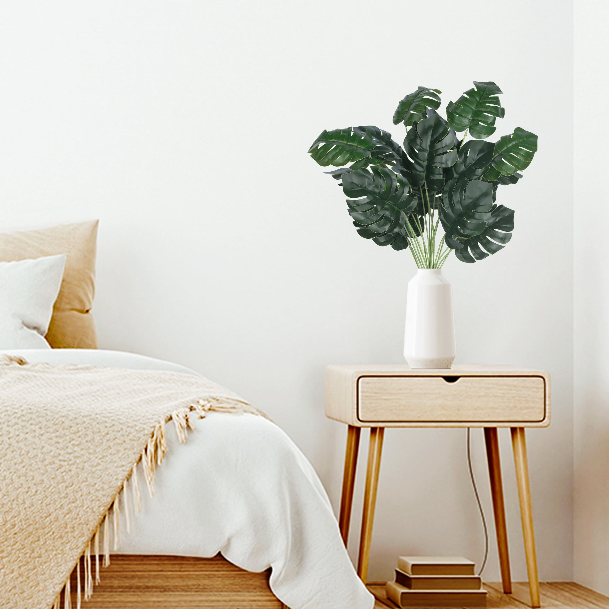 Unique Bargains Artificial Stems Leaves Faux Greenery Plants for Home Decor Green Leaves