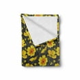 thumbnail image 2 of Floral Soft Flannel Fleece Throw Blanket, Colorful Poppies Breath of Botanic Polka Dotted Monochrome Background Art, Cozy Plush for Indoor and Outdoor Use, 70" x 90", Black White Yellow, by Ambesonne, 2 of 6