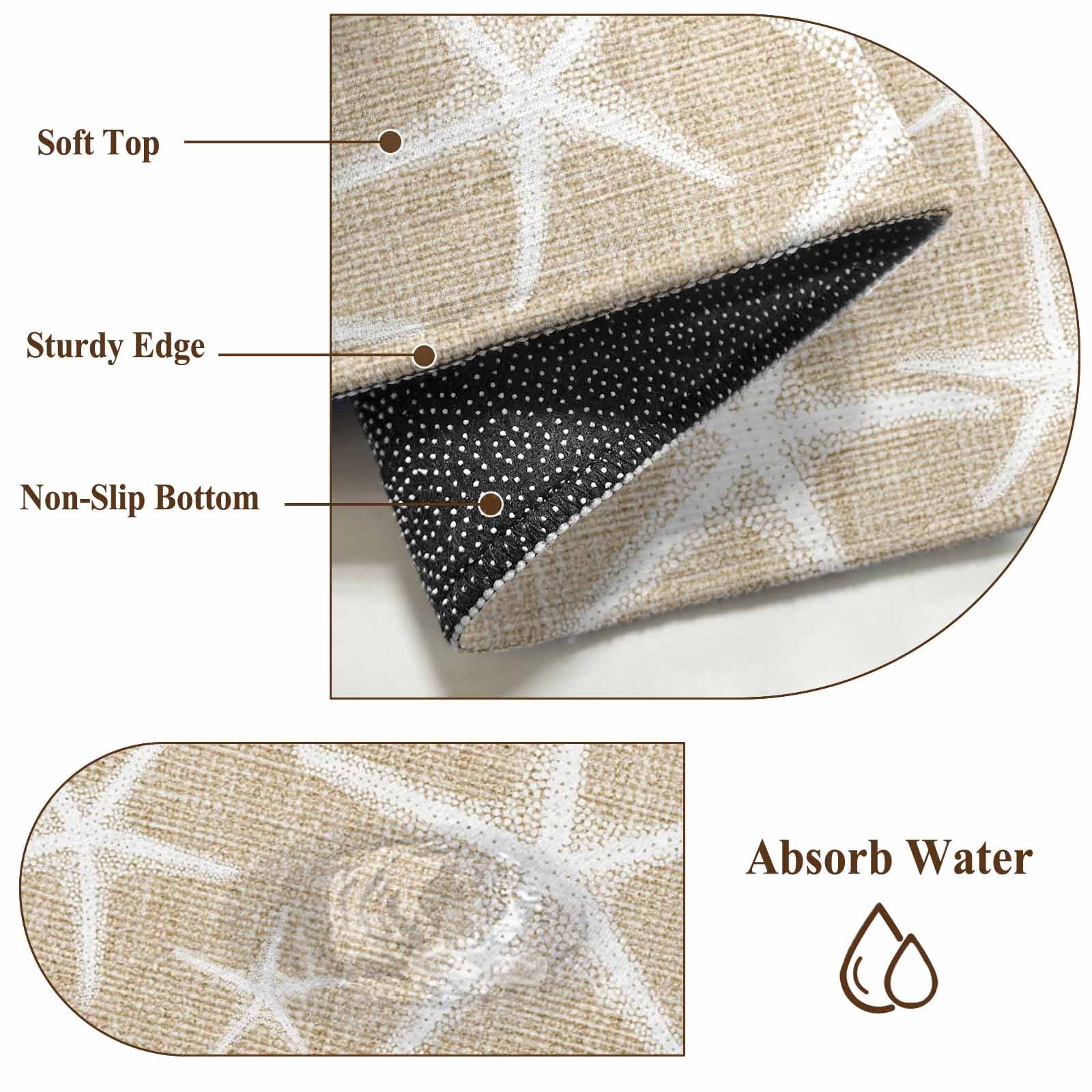 Coastal Starfish Round Area Rug 3.3Ft Washable Circle Rugs for Dining Room Table, Summer Ocean Waves Ombre Sea Beige Non-Slip Carpet Floor Mats Indoor Outdoor Carpet Runner Aesthetic Home Decor