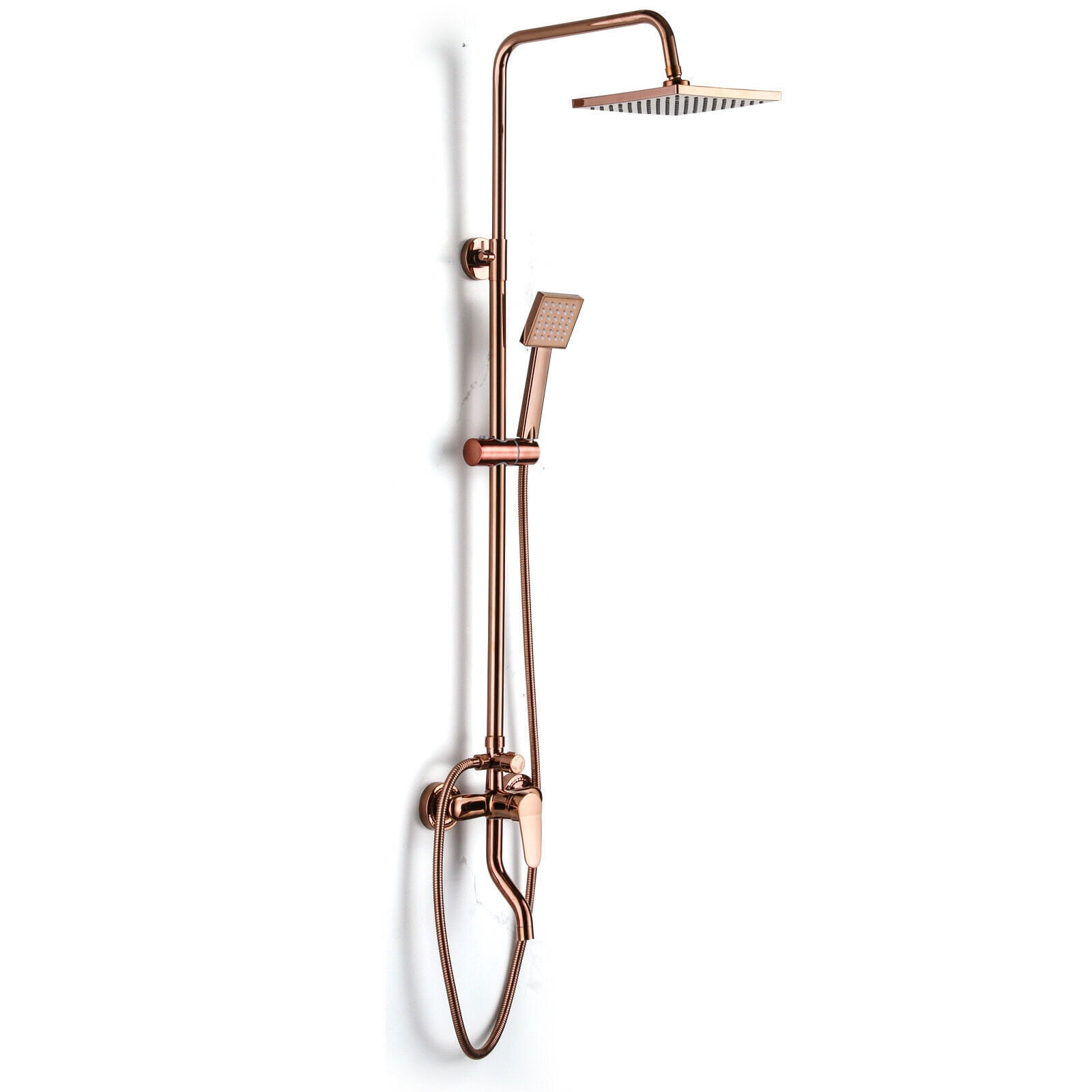 Wall Mounted Bathroom Shower Combo System Square Head Rainfall Shower Mixer Tap
