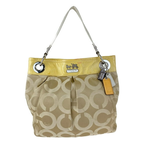 Pre-Owned COACH Op Art 2-way crossbody beige canvas enamel A1069-14579 hobo shoulder... (Good)