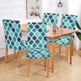 thumbnail image 2 of Yayeee 2 Pack Dining Chair Covers Stretch Parson Chairs Slipcovers Seat Protector, Blue Geometric Pattern, 2 of 6
