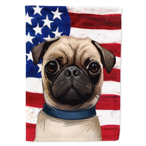 Pug Dog American Flag Flag Canvas House Size