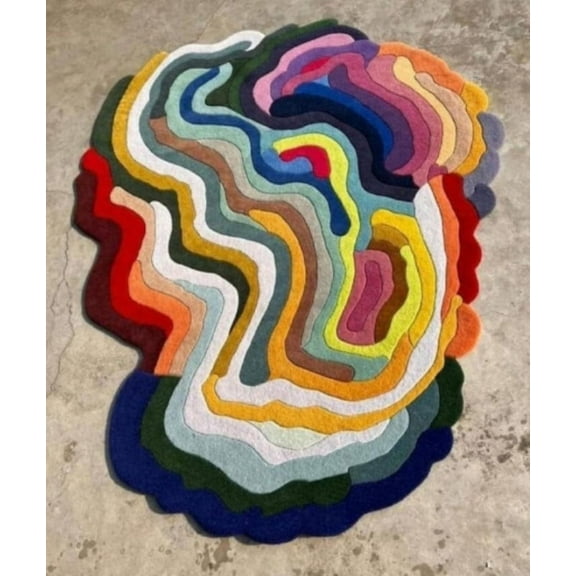 Antiq Carpet Glam Tufted Woolen Area Rugs, Multicolor Abstract, 36" x 60", Vacuum Clean Easy