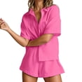 thumbnail image 3 of ibiyuan Womens Track Suits 2 Piece Set Women's Casual Summer Shorts Set Comfortable Two Piece Outfit Button Down Shirt with Pocket Shorts Versatile Spring Wear, 3 of 7
