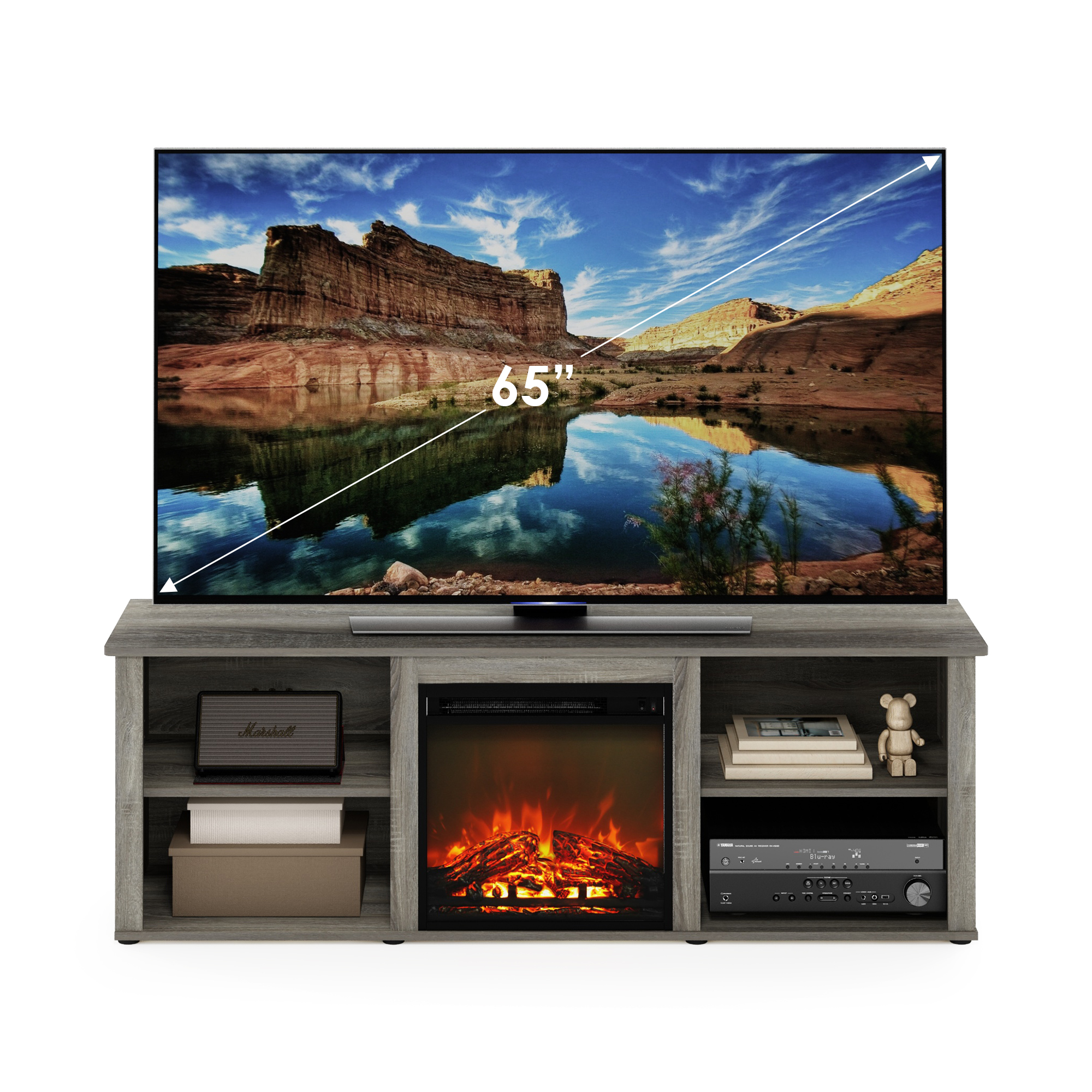 Furinno Montale 70" TV Stand with Electric Fireplace photo 5