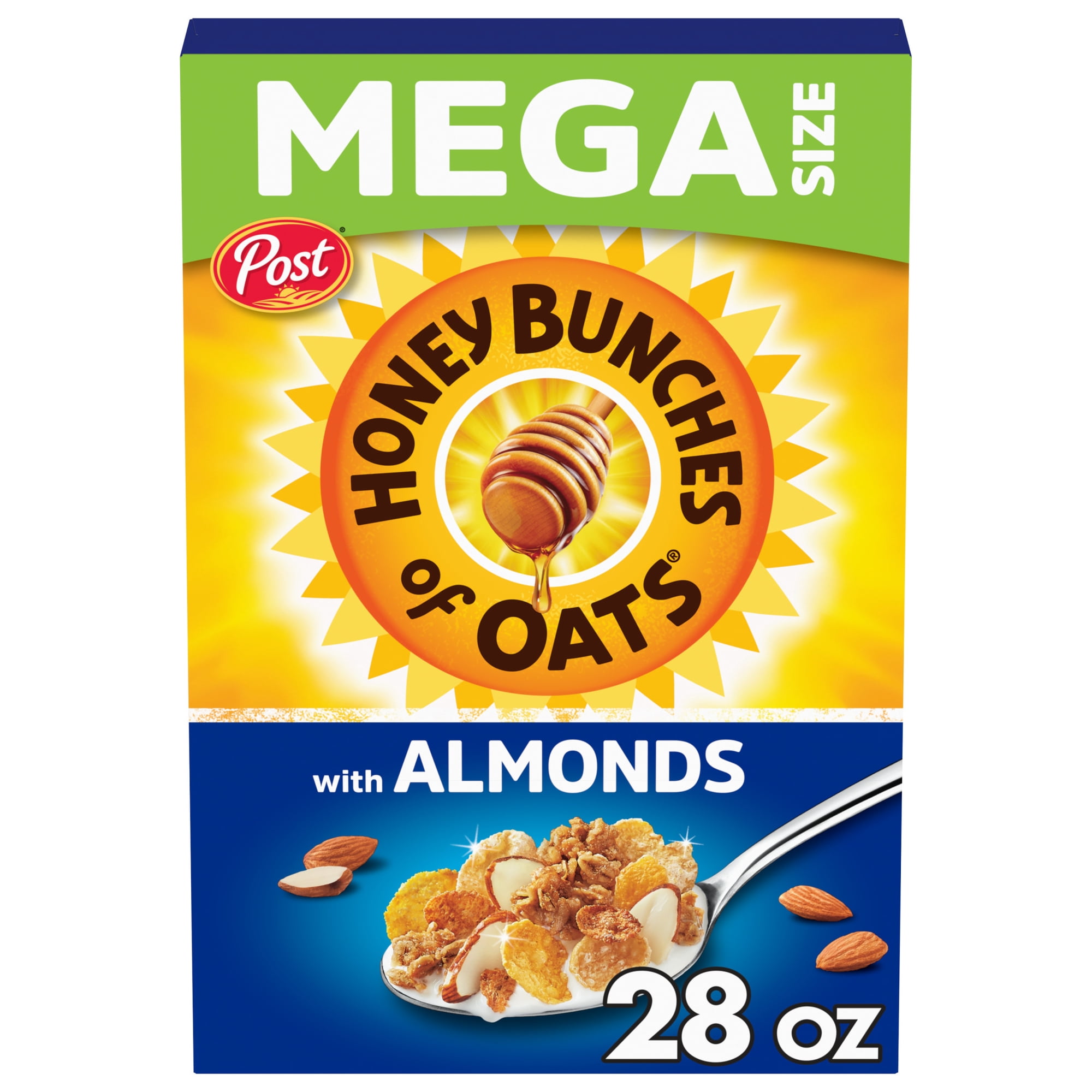 Honey Bunches of Oats with Almonds Almond Breakfast Cereal, Family Size 28 oz Box