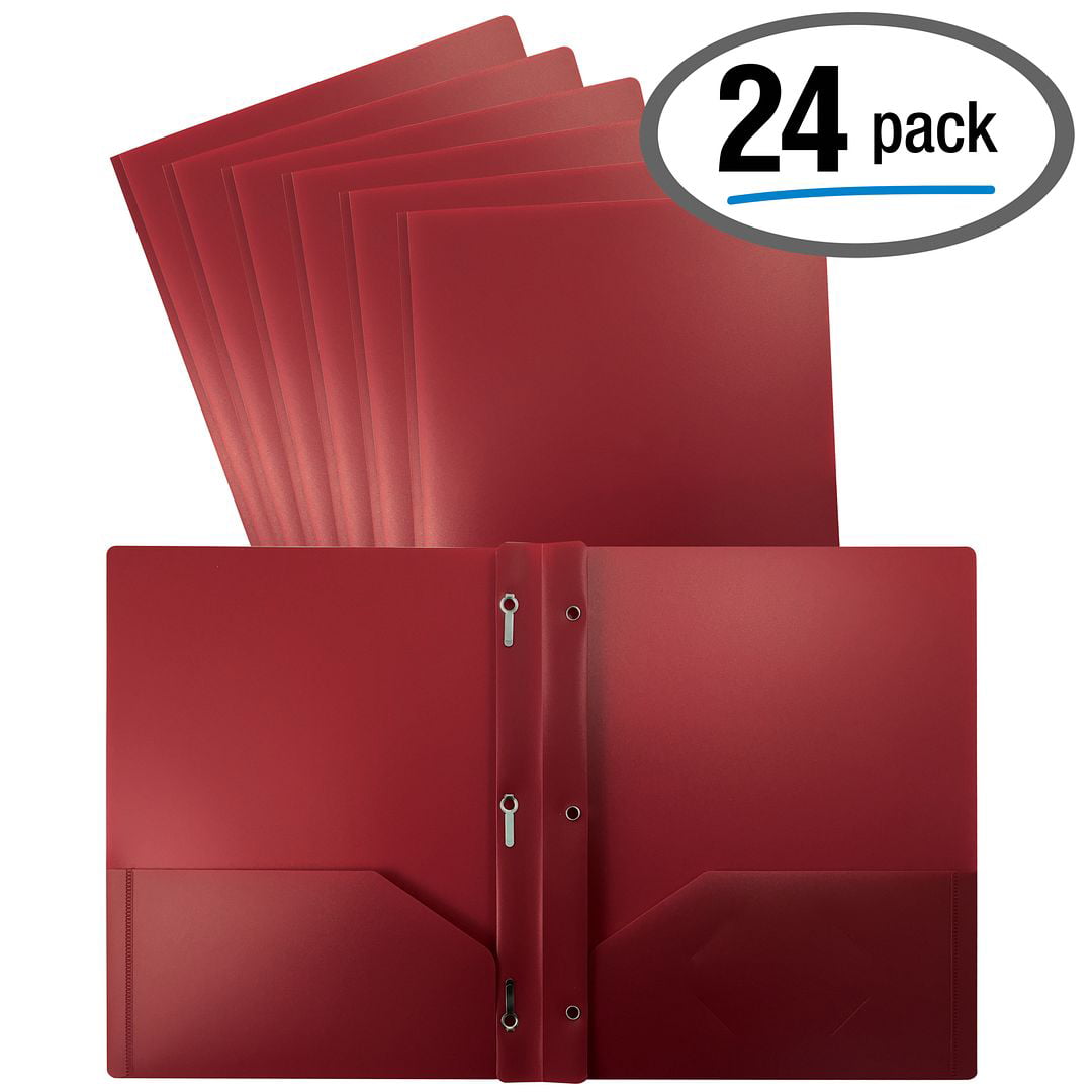 Better Office Products Burgundy Plastic 2 Pocket Folders