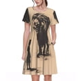 thumbnail image 1 of Balery Child And Lion Sketch Vestidos sueltos de manga corta para mujer, vestidos de verano 2025, vestidos casuales de corte A con vuelo., 1 of 6