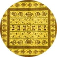 thumbnail image 1 of Ahgly Company Indoor Round Abstract Yellow Contemporary Area Rugs, 3' Round, 1 of 4