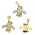 thumbnail image 3 of Collar Dinero Diamantes Torsal HipHop Alas Acero Inoxidable dorado 60 cm, 3 of 8