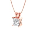 thumbnail image 2 of Clara Pucci 18K Rose Solid Hypoallergenic Gold 3Ct Synthetic Sapphire Princess Cut Solitaire Designer Necklace Pendant For September, 2 of 6