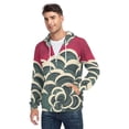 thumbnail image 5 of Swirls Japanese Woodblock Print Style Men’s Hoodies Sweatshirt with Full Zip Pockets Fleece Jackets, 5 of 8