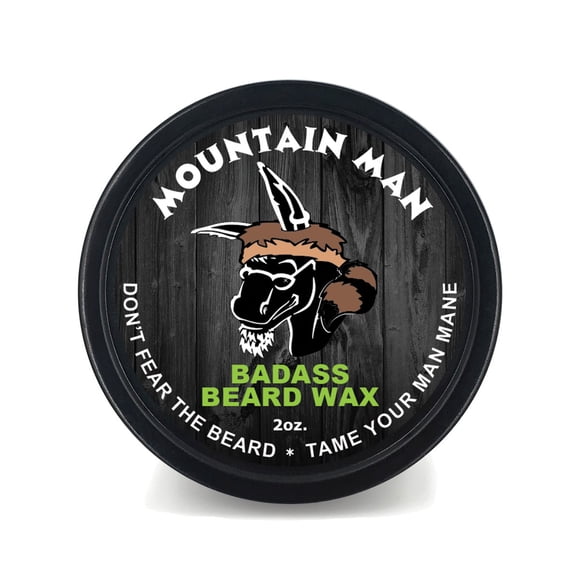 Badass Beard Care Cera para barba para hombres - The Mountain Man Scent 2 oz - Suaviza el cabello de la barba y deja tu barba con un aspecto y una sensación más densa