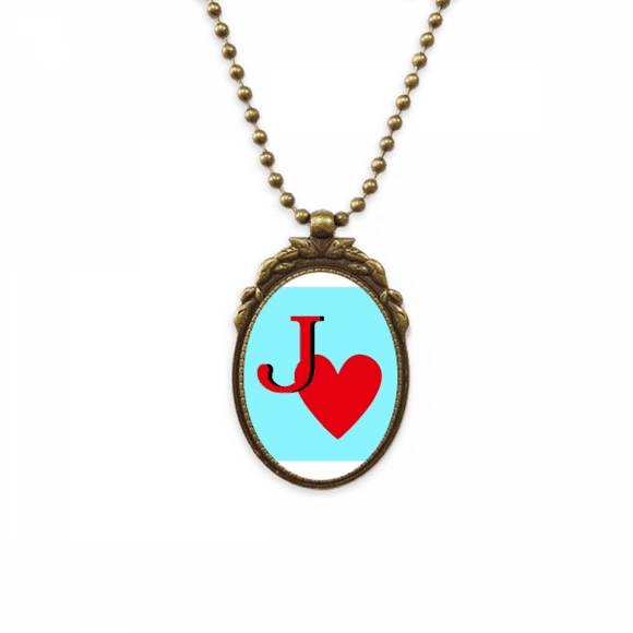 Love Jack Heart J Poker Antique Necklace Vintage Bead Pendant Keychain