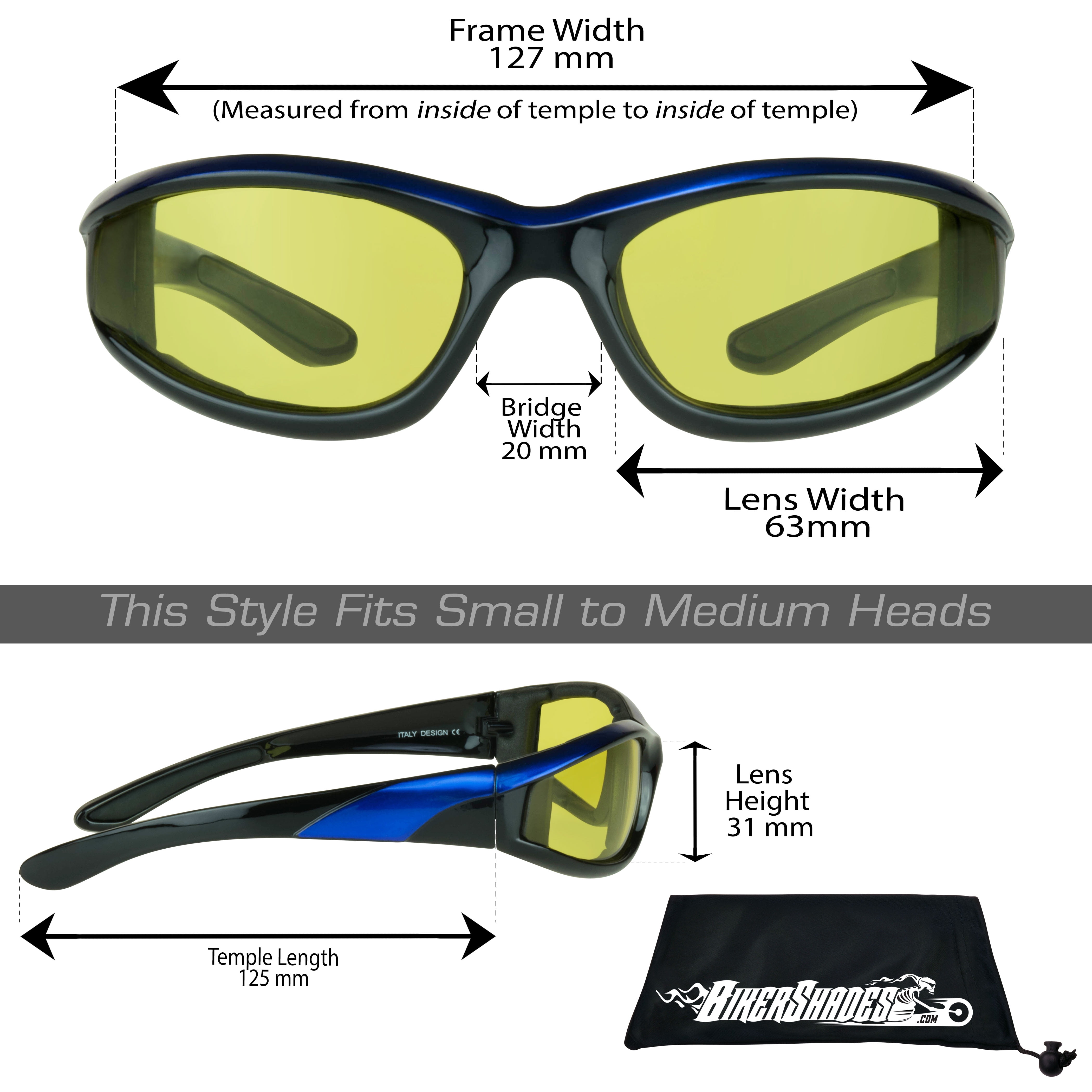 Bikershades Motorcycle Transitional Sunglass Day Night Riding Photochromic Blue Yellow