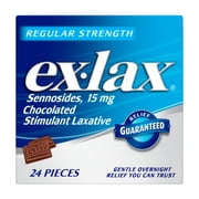 Ex-Lax Regular Strength Chocolated Stimulant Laxative Constipation Relief Pills - 24 Count