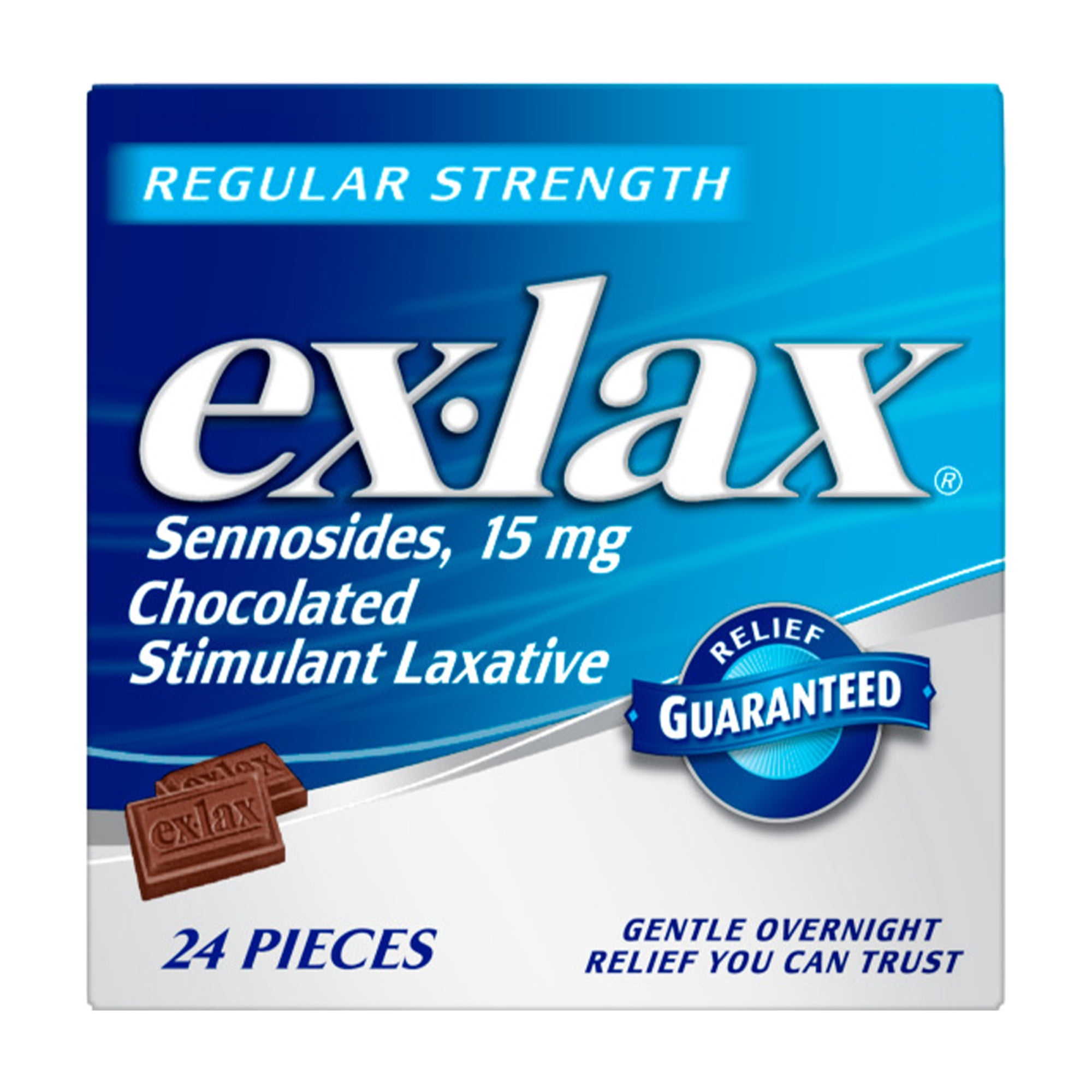 Ex-Lax Regular Strength Chocolated Stimulant Laxative Constipation Relief Pills - 24 Count