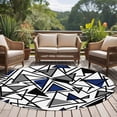 thumbnail image 4 of Navy Blue Black Geometric Round Area Rug 6Ft Washable Circle Rugs for Bathroom Office, Abstract Art Modern Line Non-Slip Carpet Floor Mats Indoor Outdoor Carpet Runner Aesthetic Home Decor, 4 of 8