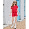 thumbnail image 5 of Arshiner Girls Clothing Sets Twist Front Top and Shorts 2 Piece Outfits Activewear Tracksuit, 5 of 7