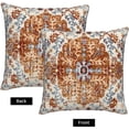 thumbnail image 5 of Boho Pillow Covers 18X18 Inch Set of 2 Bohemian Vintage Carpet Pattern Throw Pillow Covers Brown Blue Ethnic Rust Coral Floral Outdoor Decorative Pillow Case Cotton Linen for Home Sofa Living Room, 5 of 6
