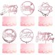 thumbnail image 1 of Paquete de 6 adornos para tartas de cumpleaños de oro rosa, acrílico con purpurina de doble cara, decoración para tartas/decoraciones para magdalenas, suministros de decoración para fiestas de cumplea, 1 of 5