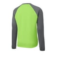 thumbnail image 6 of Sport-Tek Sport Wick Raglan Colorblock Fleece Crewneck-L (Lime Shock/ Dark Smoke Grey), 6 of 6
