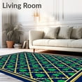 thumbnail image 2 of ODIKA 5'x7' Machine Washable Non-Slip Area Rug, Classic Holiday Plaid with Interlocking Lines and Subtle Pinecone Motifs High Traffic Rug with Pad, Blue, 625440, 2 of 8