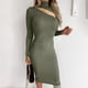 thumbnail image 2 of Moda mujer sexy sólido manga completa delgado cuello alto vestido hueco Fridja  NMB952, 2 of 8