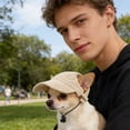 thumbnail image 5 of Corduroy Dog Hat Pet Baseball Cap Adjustable Sun Protection Pet Accessory Breathable Cute Photo Prop Hat For Small Dogs Cats Outdoor Walks Travel Photo Shoot Party Use Adjustable Fit, 5 of 7