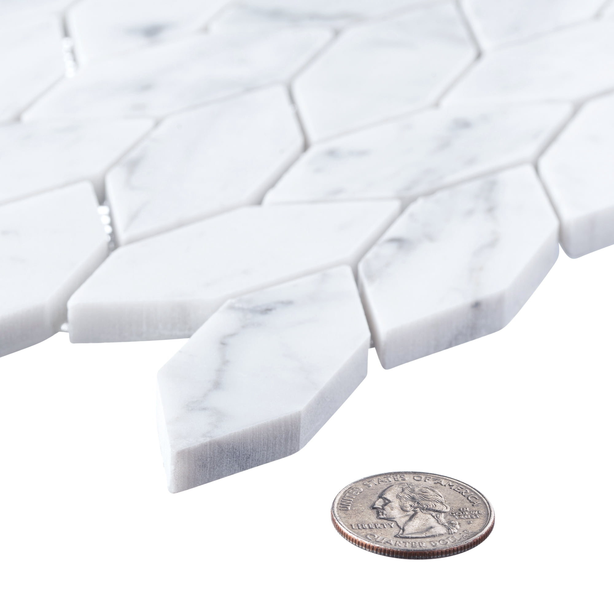 Channing Elongated Hex 1" x 2.5" Marble Honeycomb Mosaic Wall & Floor Tile