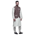 thumbnail image 2 of Atasi Kurta Solid Churidar Pajama & Printed Nehru Jacket Set For Mens Party Wear, 2 of 3