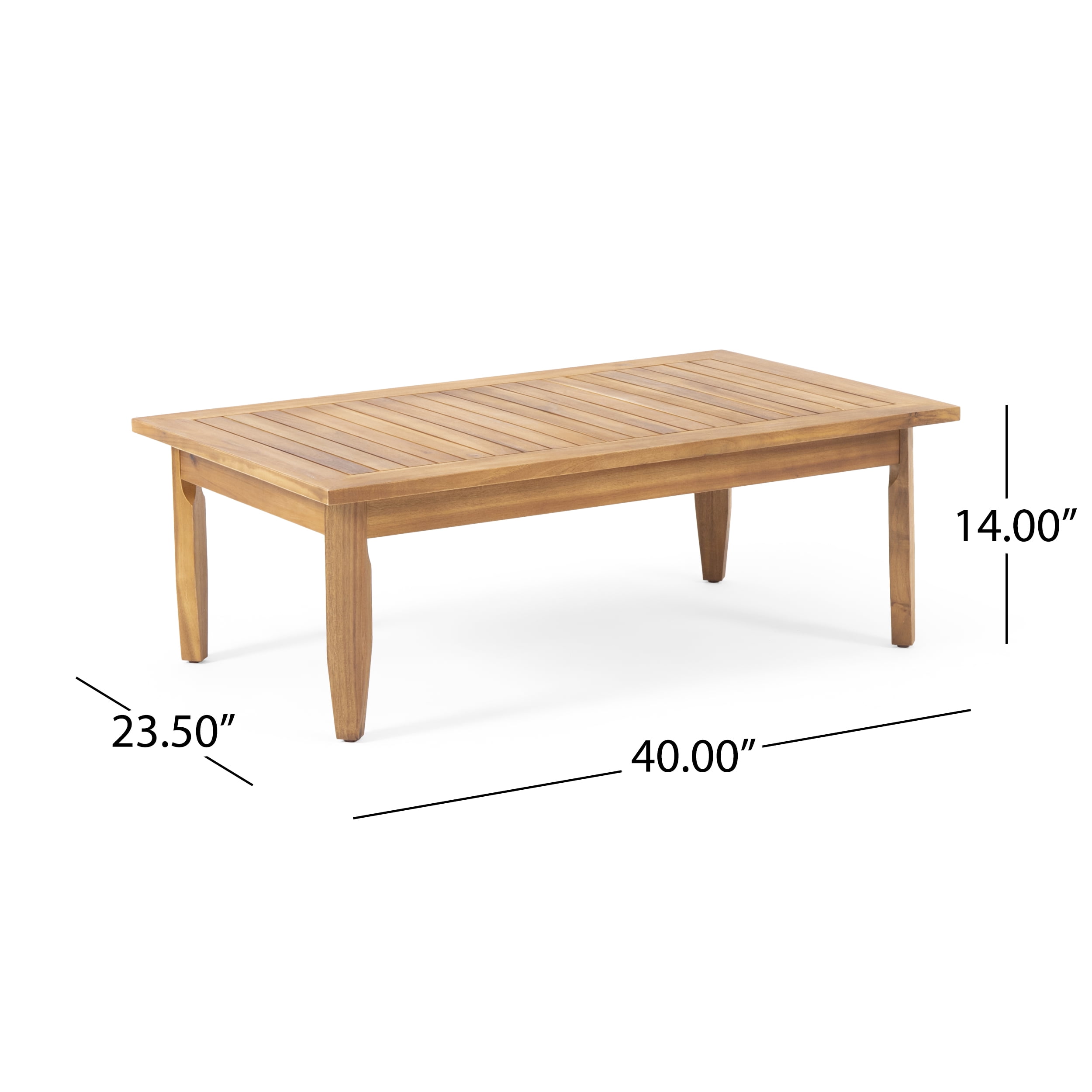 Euroco Mid-Century Modern Outdoor 3-Piece Acacia Wood Patio Sofa Set with Coffee Table and Water-Resistant Cushions