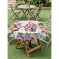 thumbnail image 4 of Outdoor Tablecloths with Umbrella Hole & Zipper, Spring Gnomes Round Tablecloths 60 Inch, Botanical Flowers Leaf Pink Buffalo Check Waterproof Table Cloth, Patio/Pool/Picnic Table Covers, 4 of 8