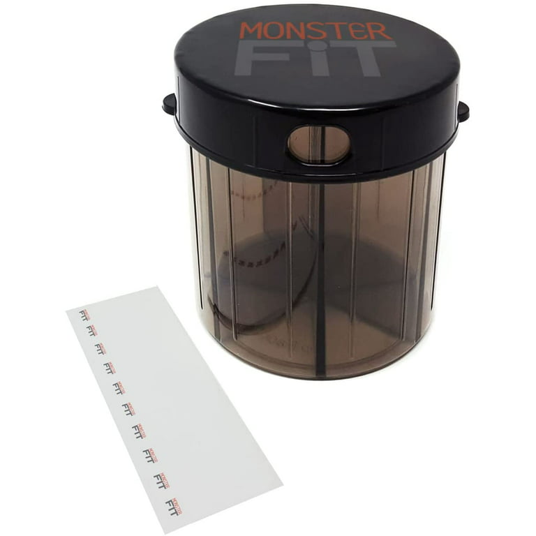 Monster Jr Supplement Pill Dispenser - Holds Small Medium Medication  Vitamins and Easily Dispense from One Container Includes Compartment Labels  ( 1