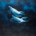 thumbnail image 2 of Atelier B Art Studio 20x20 White Modern Wood Framed Museum Art Print Titled - TWO SWIMMING DOLPHINS, 2 of 4